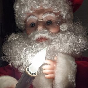 LARGE 24" Animated Santa, Santa's Best -arm & head move- posable -lighted candle